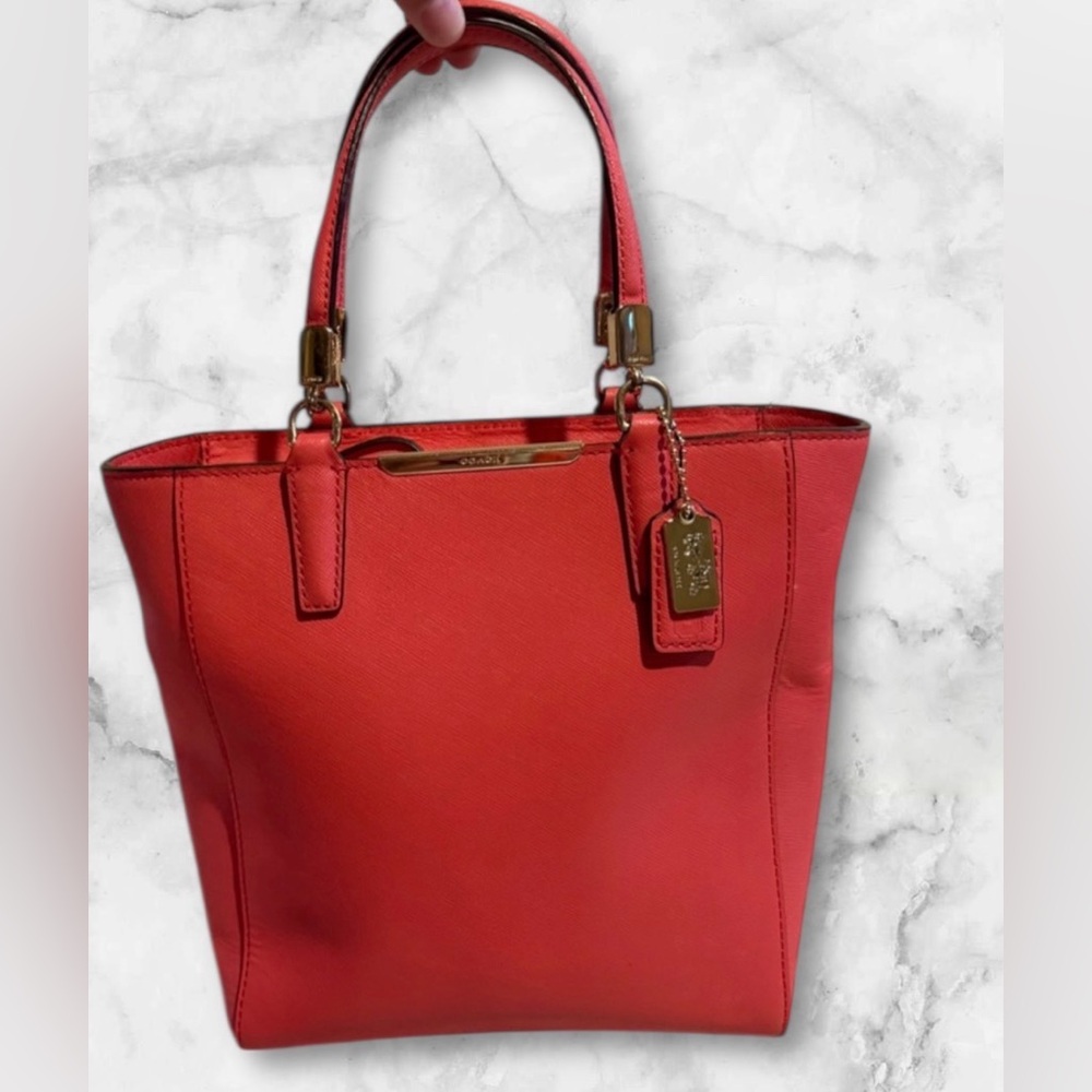 Coach Salmon Madison Saffiano Leather MINI North South Tote - Picture 2 of 7